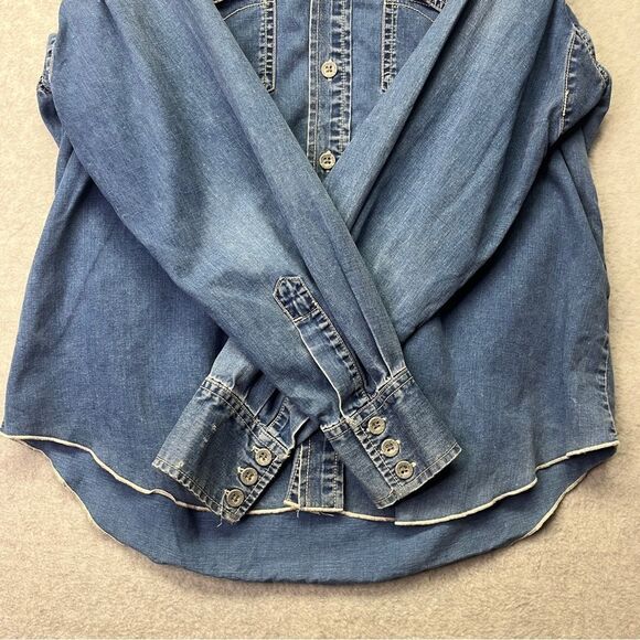 CK Calvin Klein Denim Button Up Shirt Blue Vintage 90s size L 100% Cotton - Picture 9 of 10